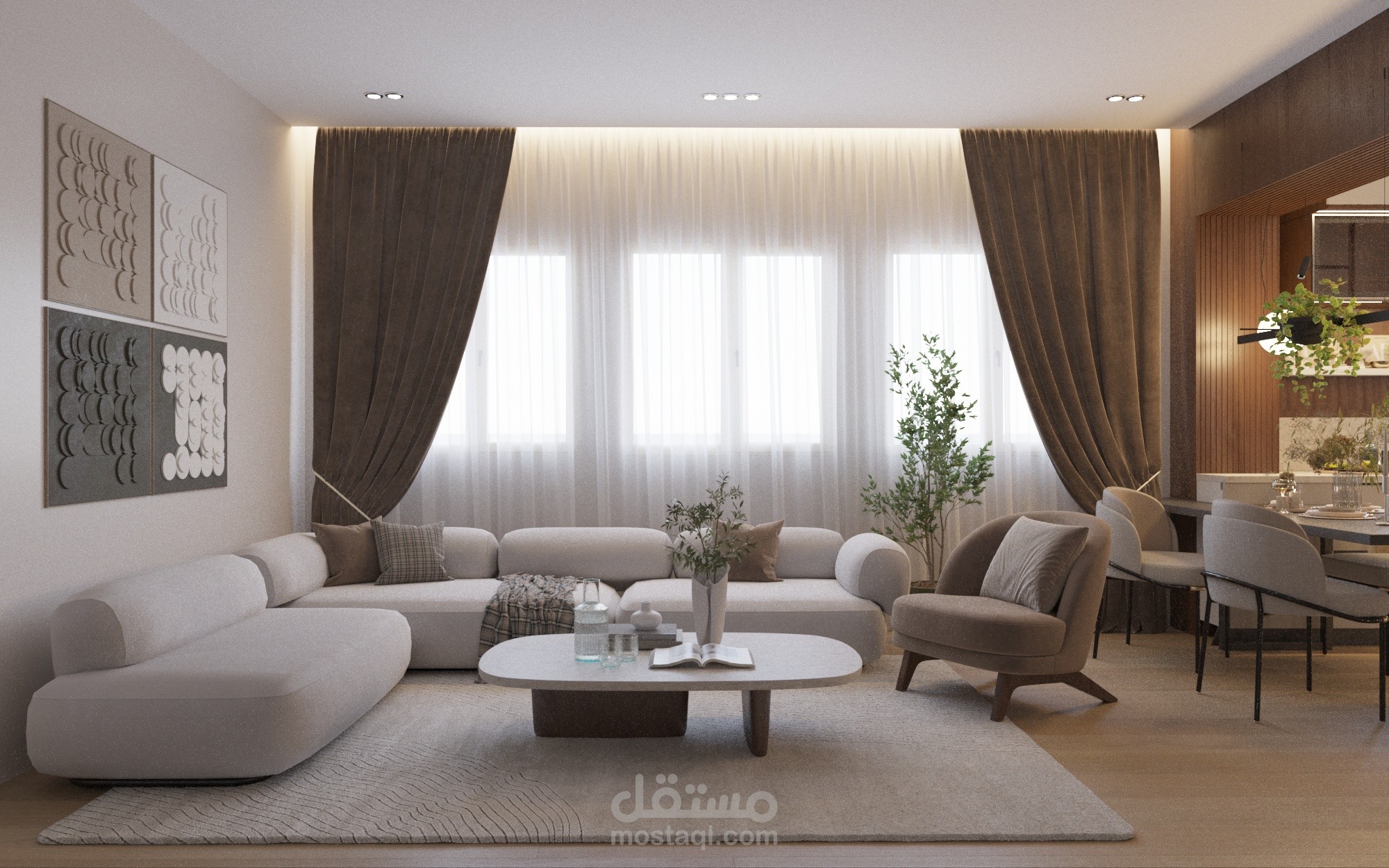 Open Living Room with Sectional Sofa