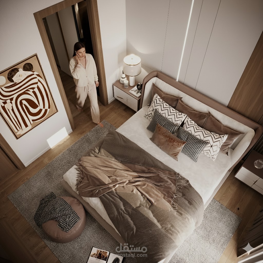 غرفة نوم ماستر بتصميم عصري أنيق