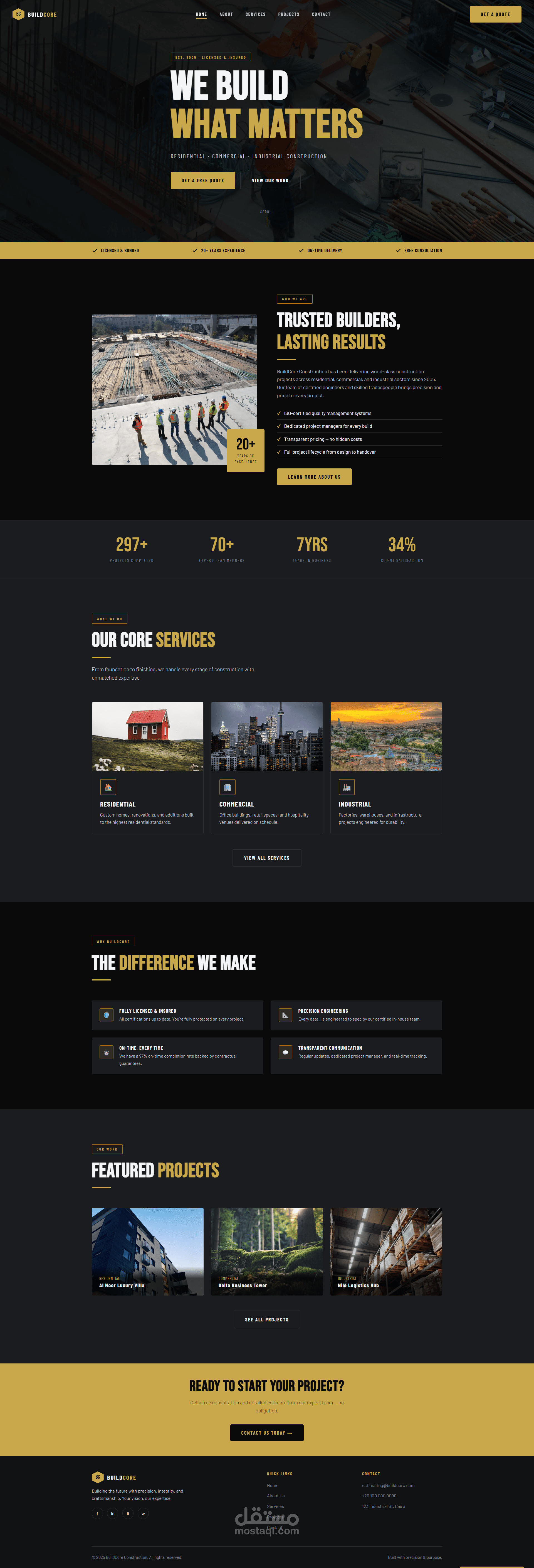 موقع مقاولات متكامل – تصميم واجهات تفاعلية لعرض مشاريعك وخدماتك
