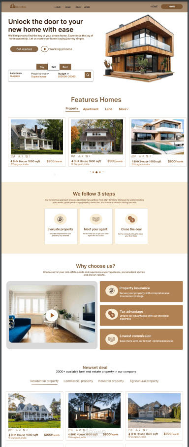 تصميم واجهة موقع عقاري احترافي (UI/UX) لبيع وتأجير العقارات