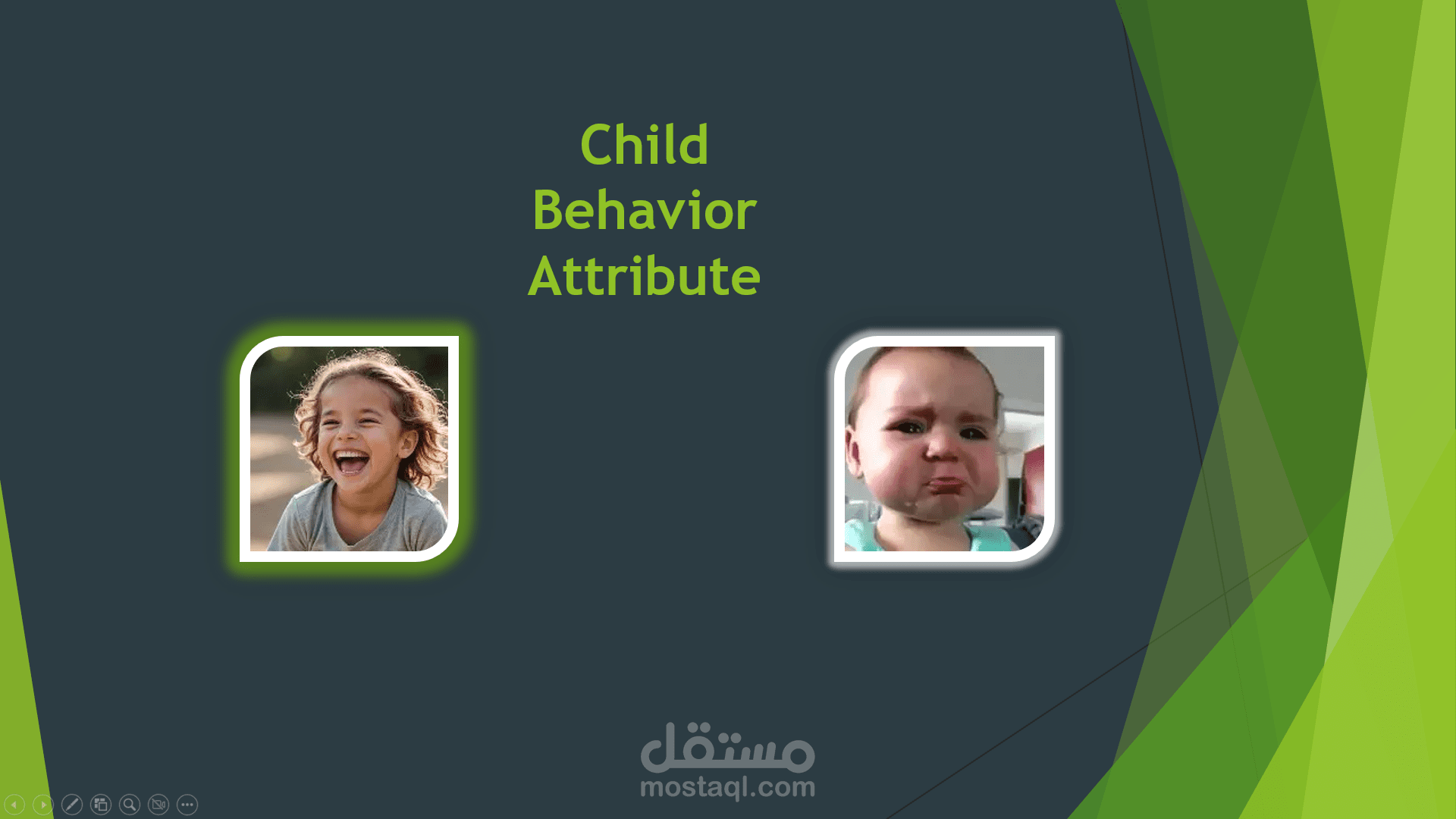 تصميم حقيبة تدريبية مرئية (Educational Presentation) حول تطور سلوك الطفل.