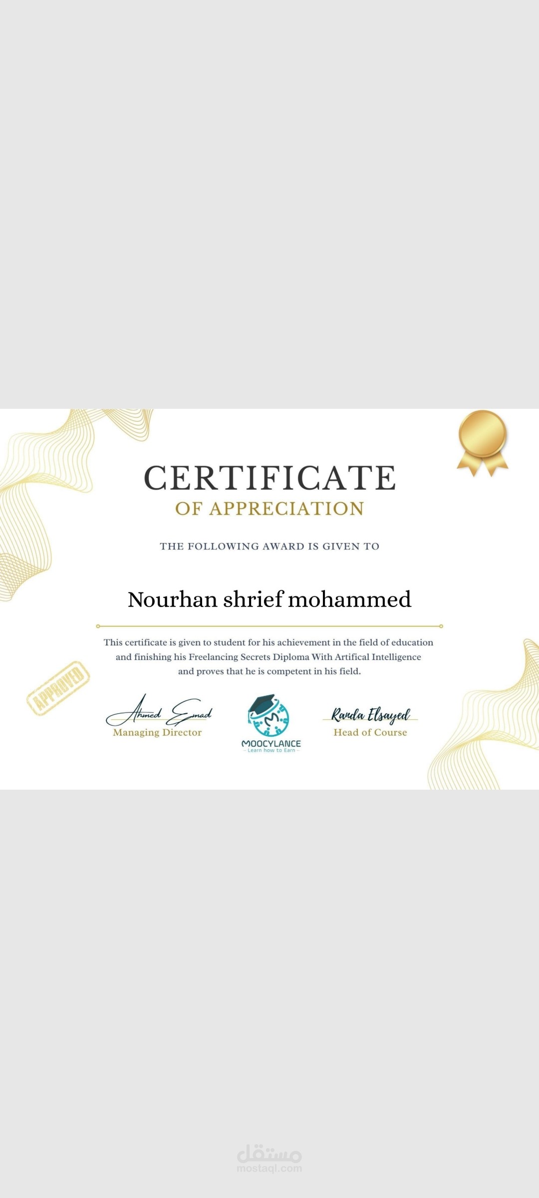 شهادات تم الحصول عليها