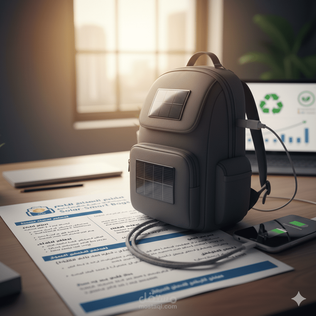 إعداد نموذج عمل لمشروع صناعي تقني (حقائب ذكية بالطاقة الشمسية)