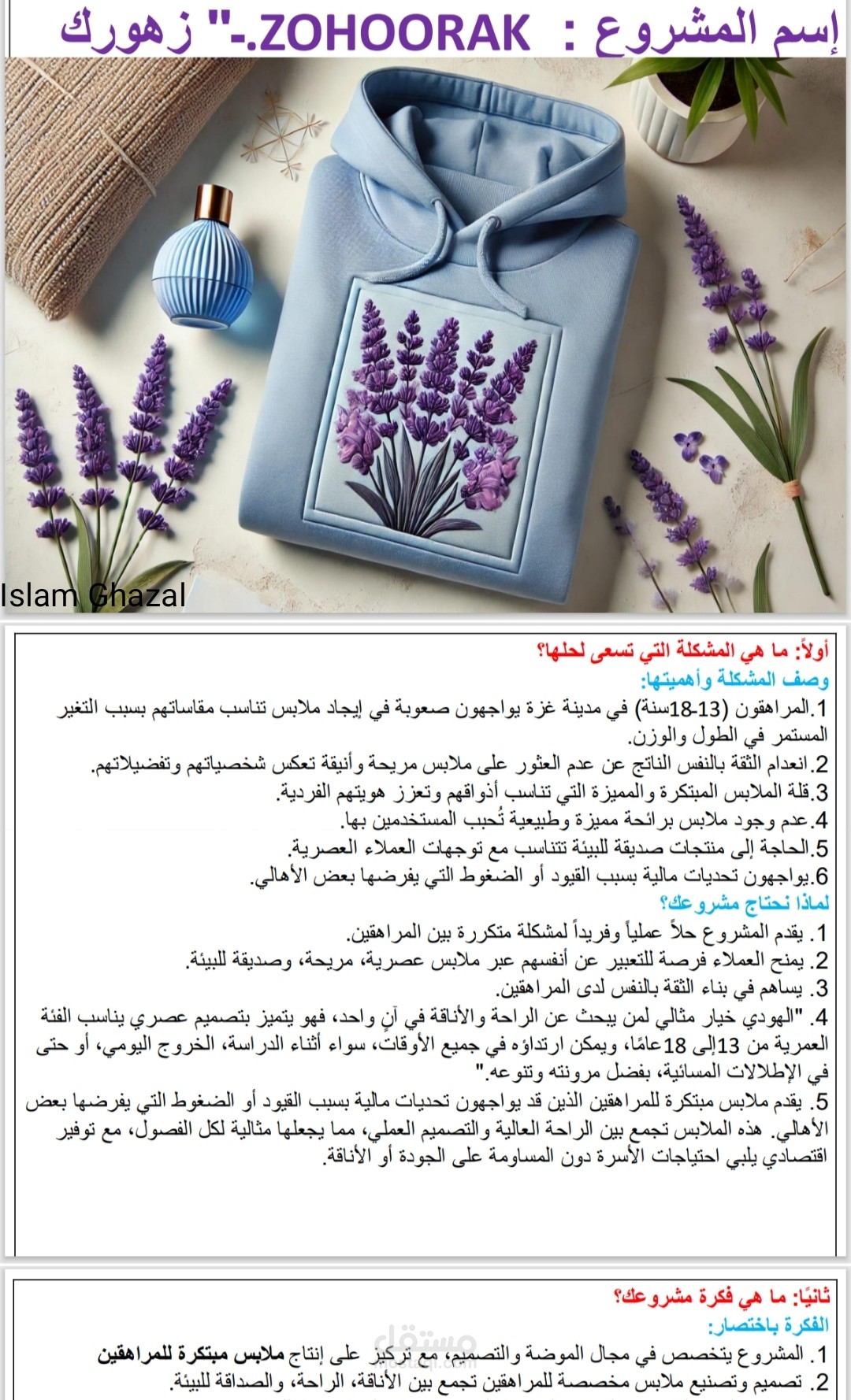 بناء نموذج عمل استراتيجي وعرض بوربوينت احترافي للمستثمرين (مشروع ZOHOORAK)