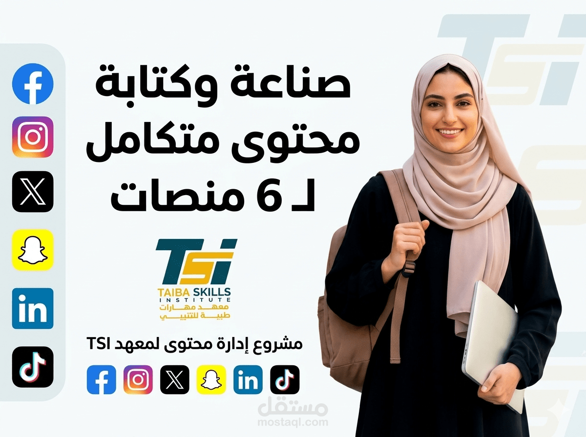 إدارة وكتابة المحتوى الرقمي لمعهد "TSI" عبر 6 منصات اجتماعية