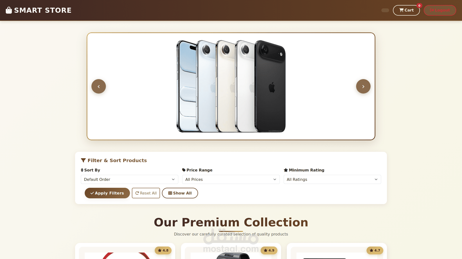 تصميم واجهة متجر إلكتروني باستخدام HTML وCSS وJavaScript