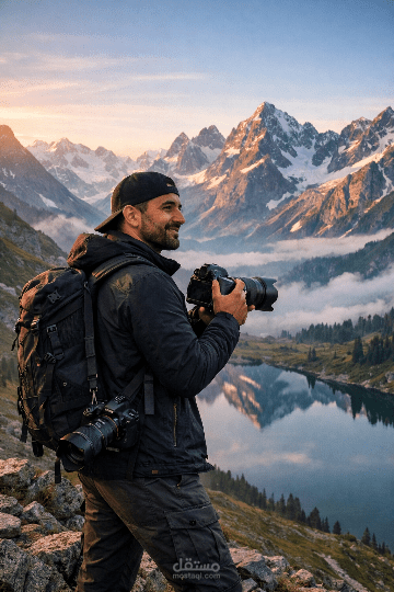 تصوير احترافي يجمع الإنسان بعظمة الطبيعة – جبال الألب