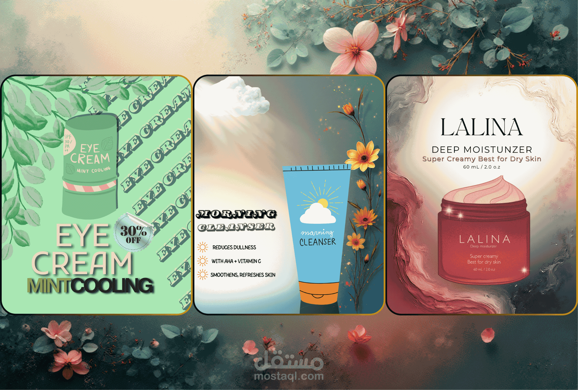 تصميم إعلانات احترافية لمنتجات التجميل والعناية بالبشرةر