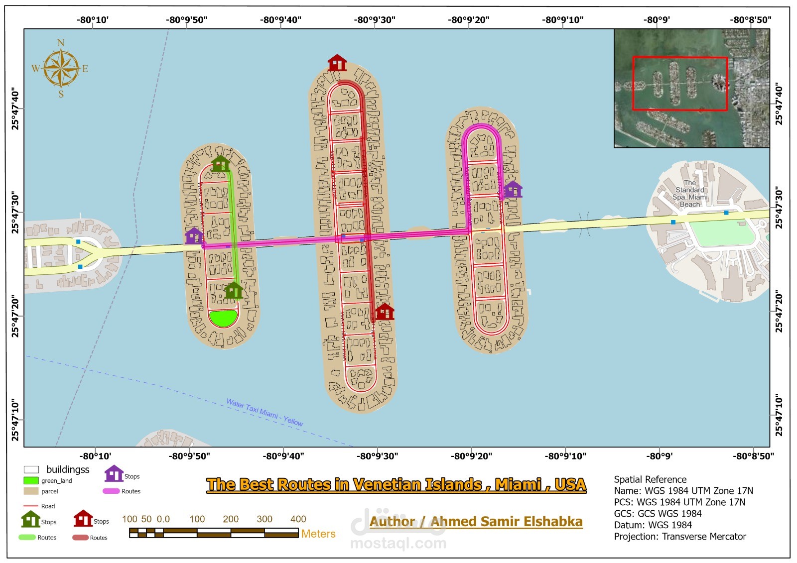 The Best Routes Analysis – Venetian Islands, Miami, USA