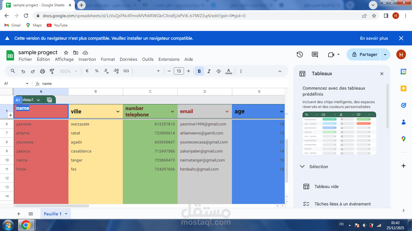 إدخال وتنظيم بيانات في Excel