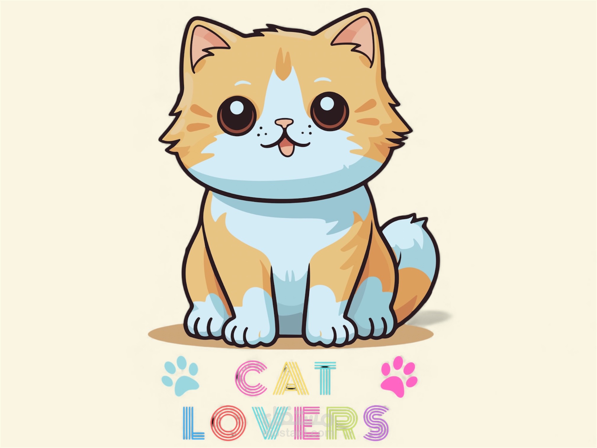 تصميم شعار ورسوم توضيحية لطيفة (Cute Mascot Design) - "Cat Lovers"