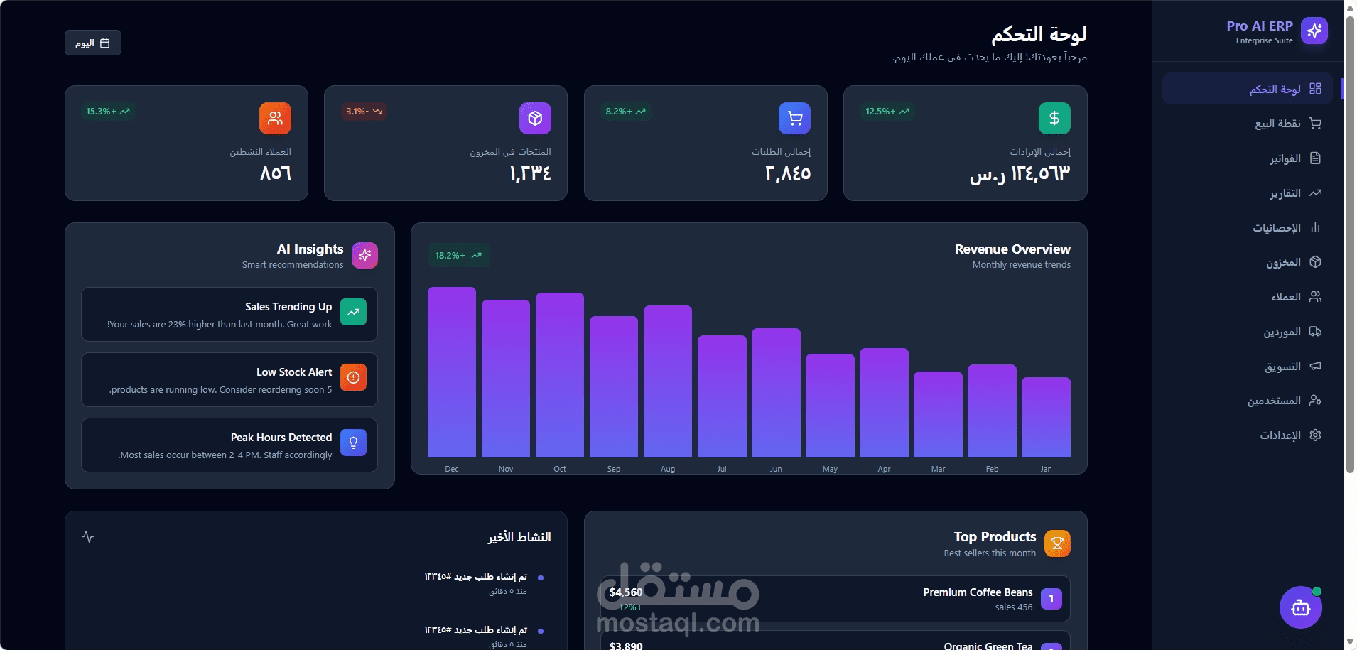 نظام إدارة مبيعات ومخزون متكامل (POS + ERP) مدعوم بالذكاء الاصطناعي