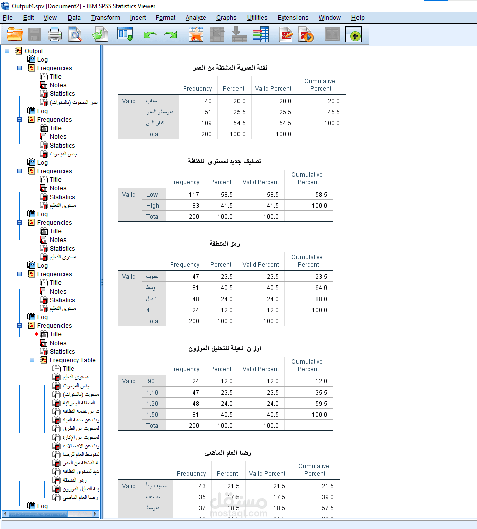 تنظيف وتحليل بيانات استبيان باستخدام SPSS مع إنشاء مؤشرات رضا وتطبيق الترجيح الإحصائي
