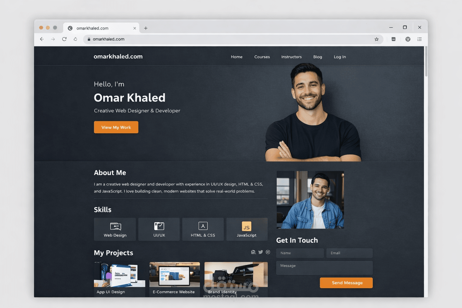 مصمم مواقع ومطور واجهات أمامية – موقع شخصي