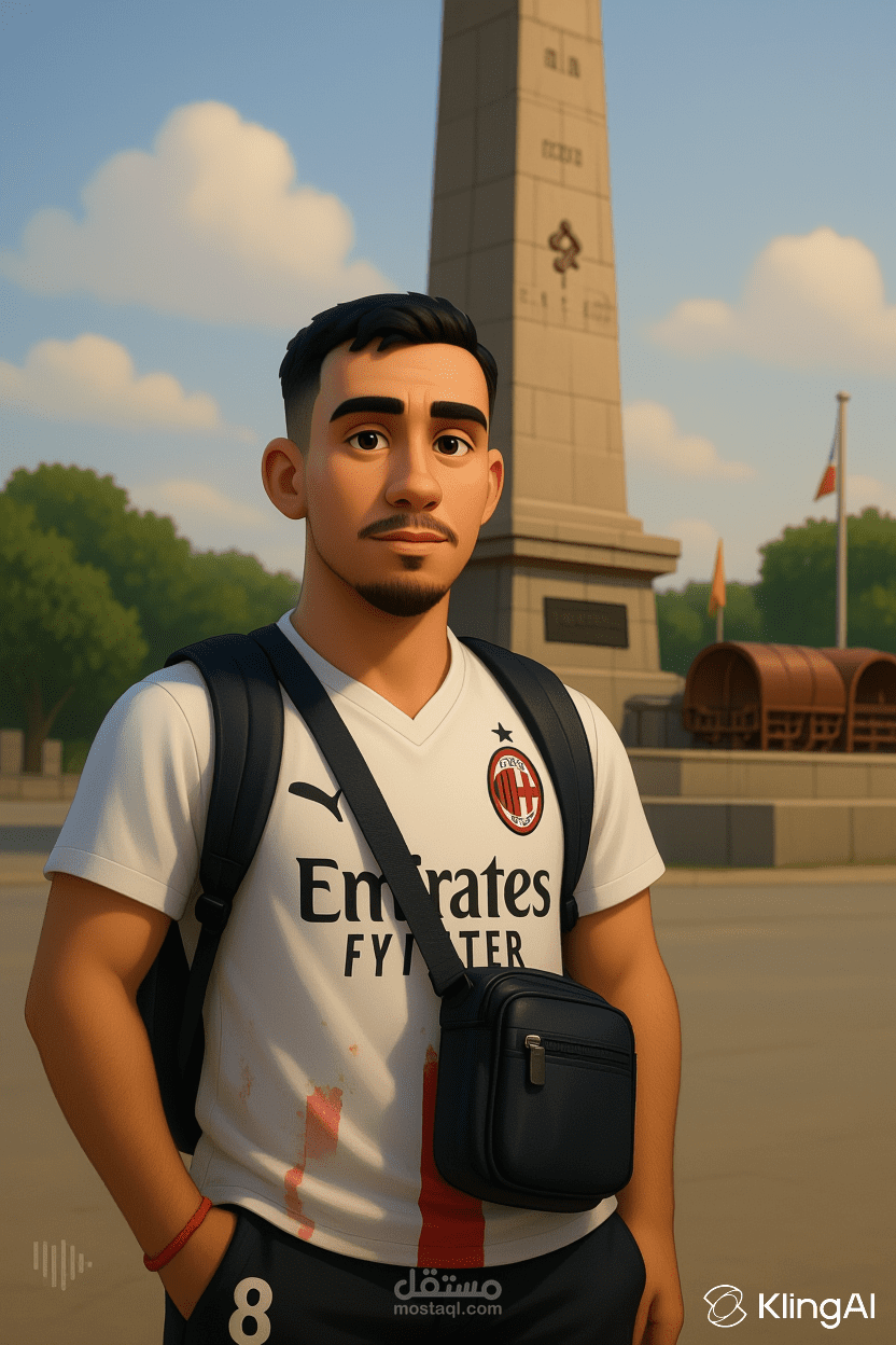 فيديو كرتوني تفاعلي لشاب بقميص رياضي