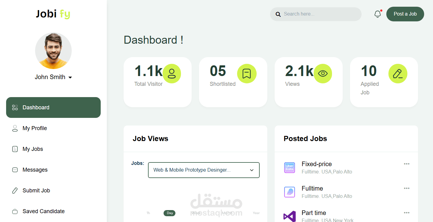 تصميم لوحة تحكم Dashboard باستخدام React.js