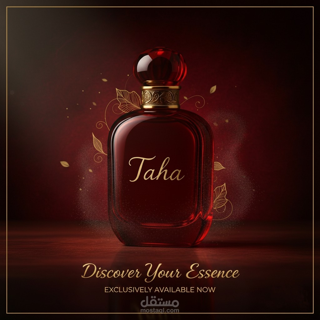 تصميم إعلاني لعطر Taha , عمل فني لمنتج فاخر