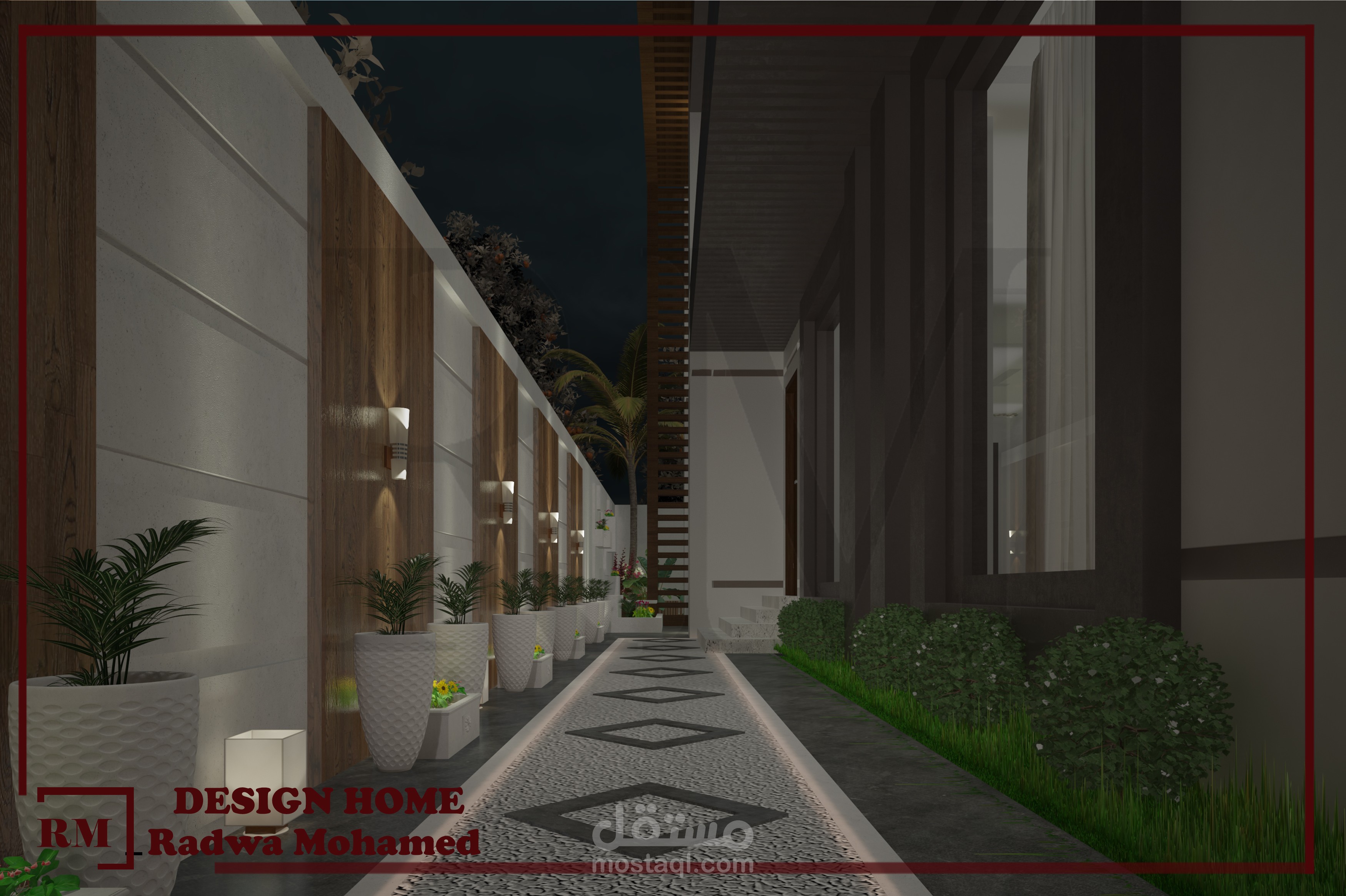 تصميم واجهات فيلا بحديقة داخلية فى المملكة العربية السعودية
