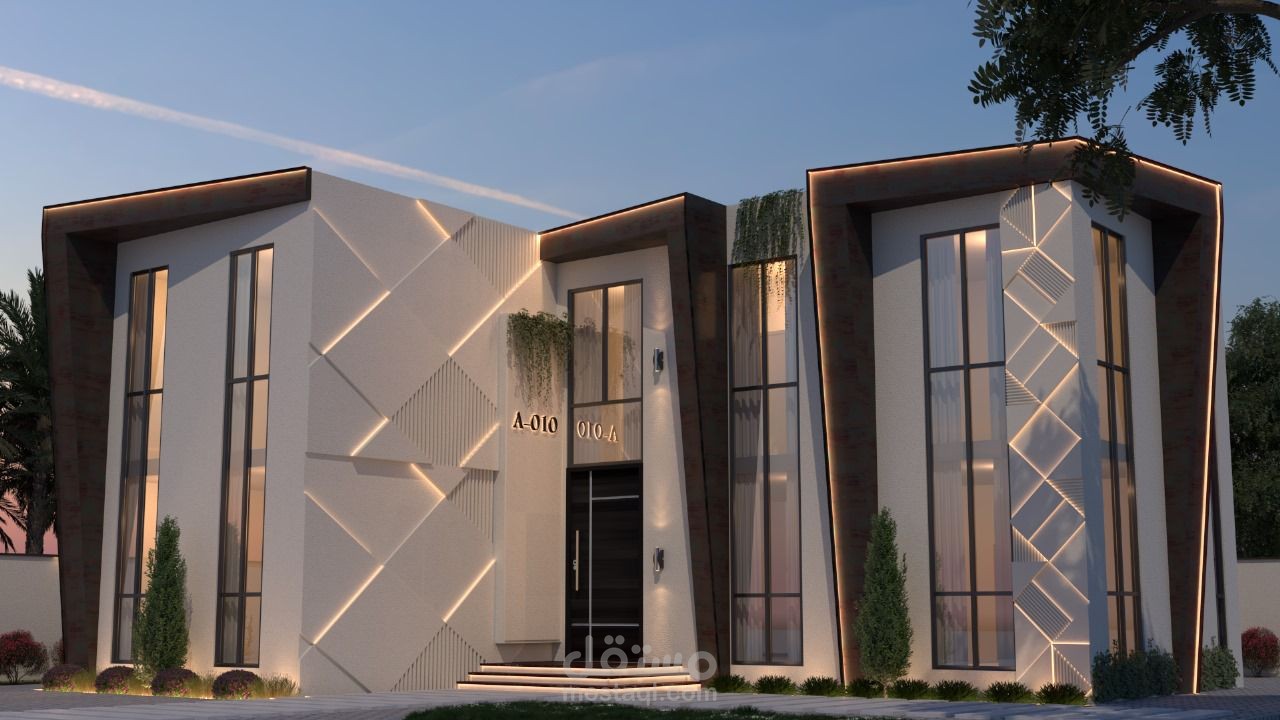 تصميم معماري لفيلا بمساحة 520 متر مربع على الطراز المودرن