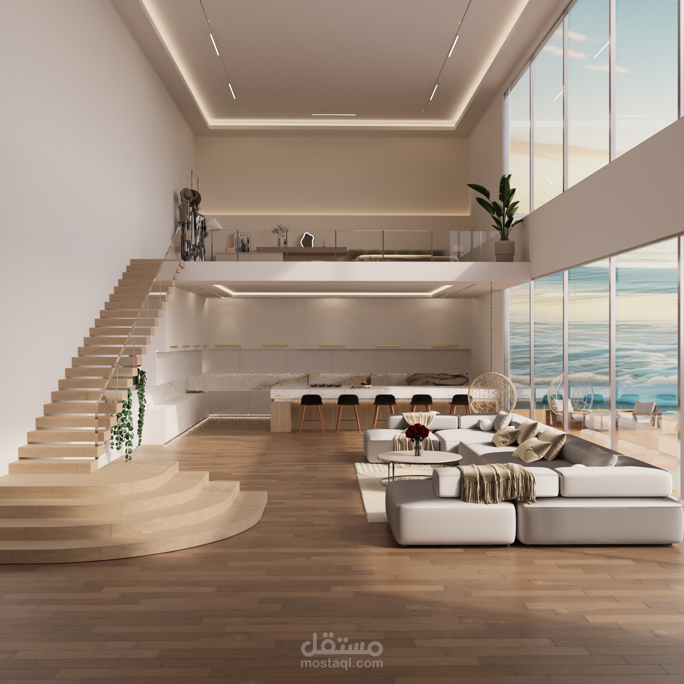 تصميم داخلي لشاليه على البحر