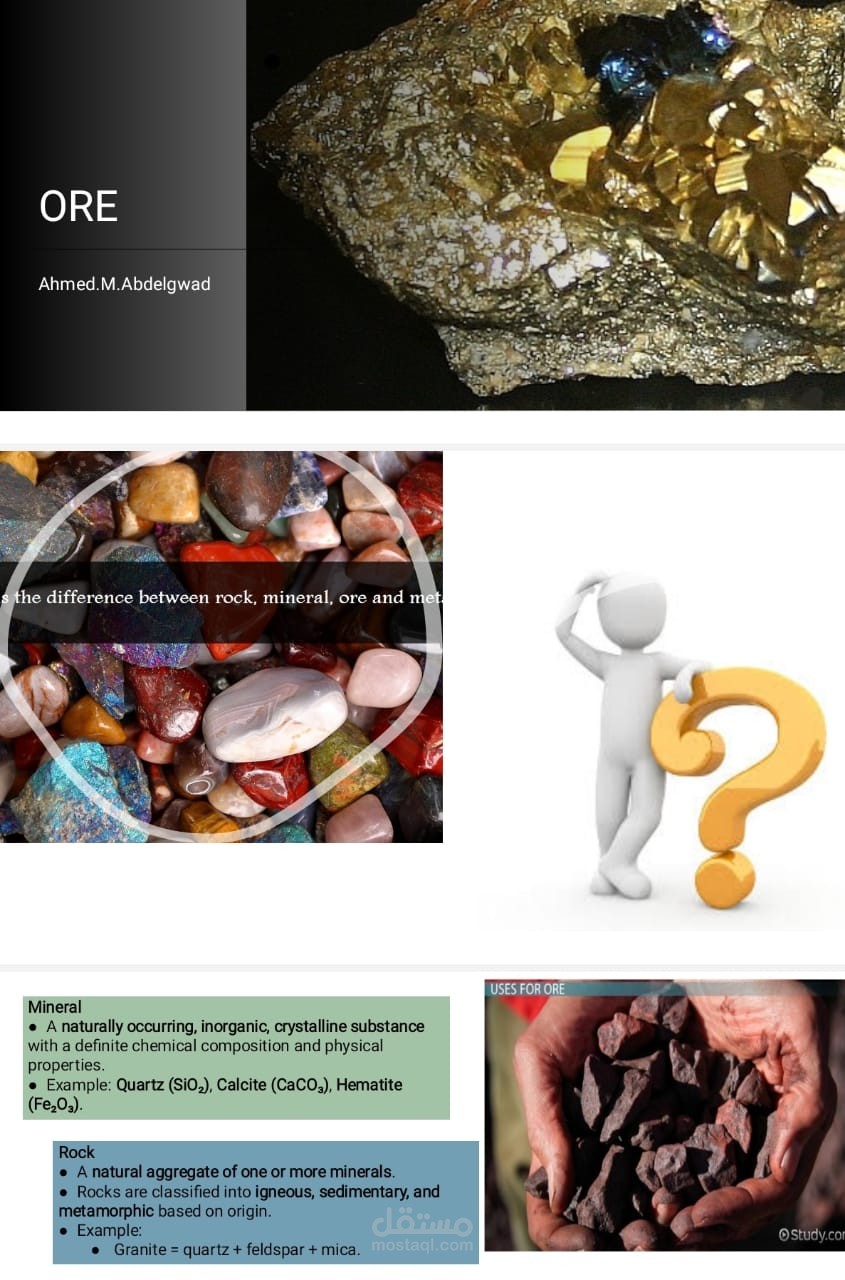 "دراسة حول الخامات المعدنية وخصائصها واستخداماتها