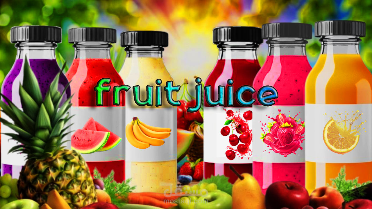 تصميم هوية إعلان تجاري لمنتجات عصائر طبيعية - "انتعاش الفاكهة"