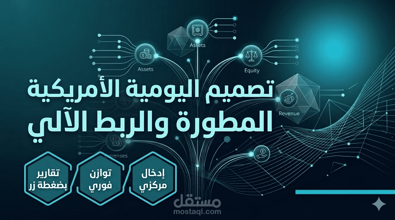 تصميم نظام اليومية الأمريكية المطورة والربط الآلي للقوائم المالية (Excel)