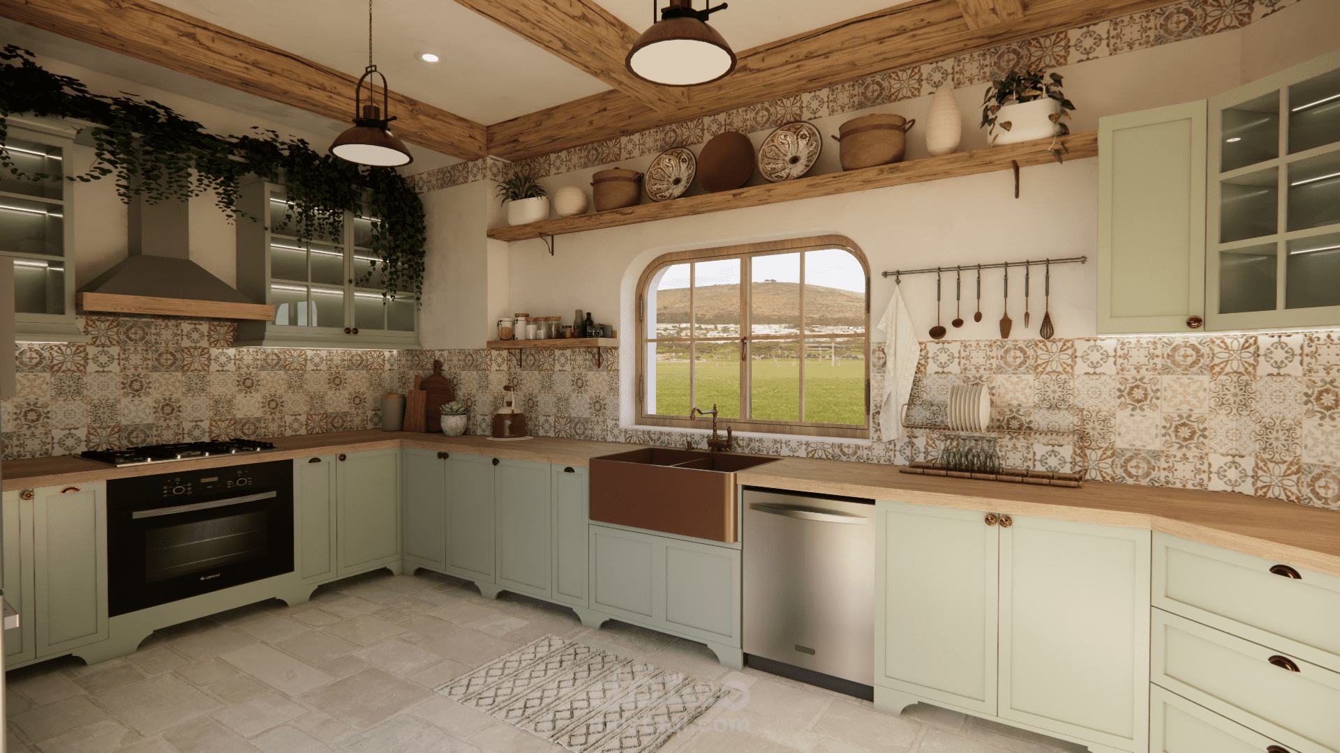 تصميم مطبخ بطراز ريفي