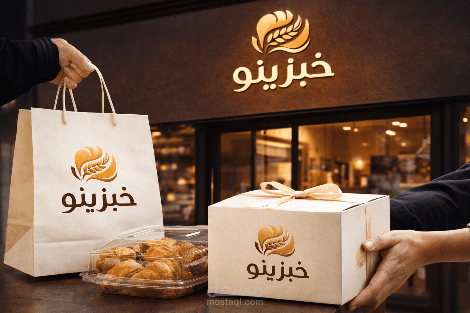 تصميم شعار لي مخبز "معا عمل صورة تخيليه للتنفيذ الواقعي "