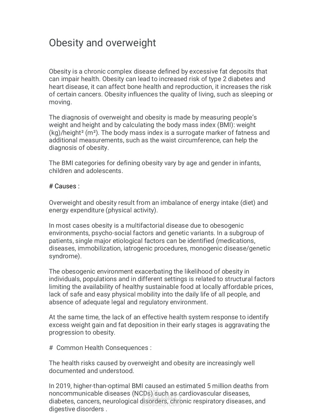 University medical research on obesity: causes and treatment methods