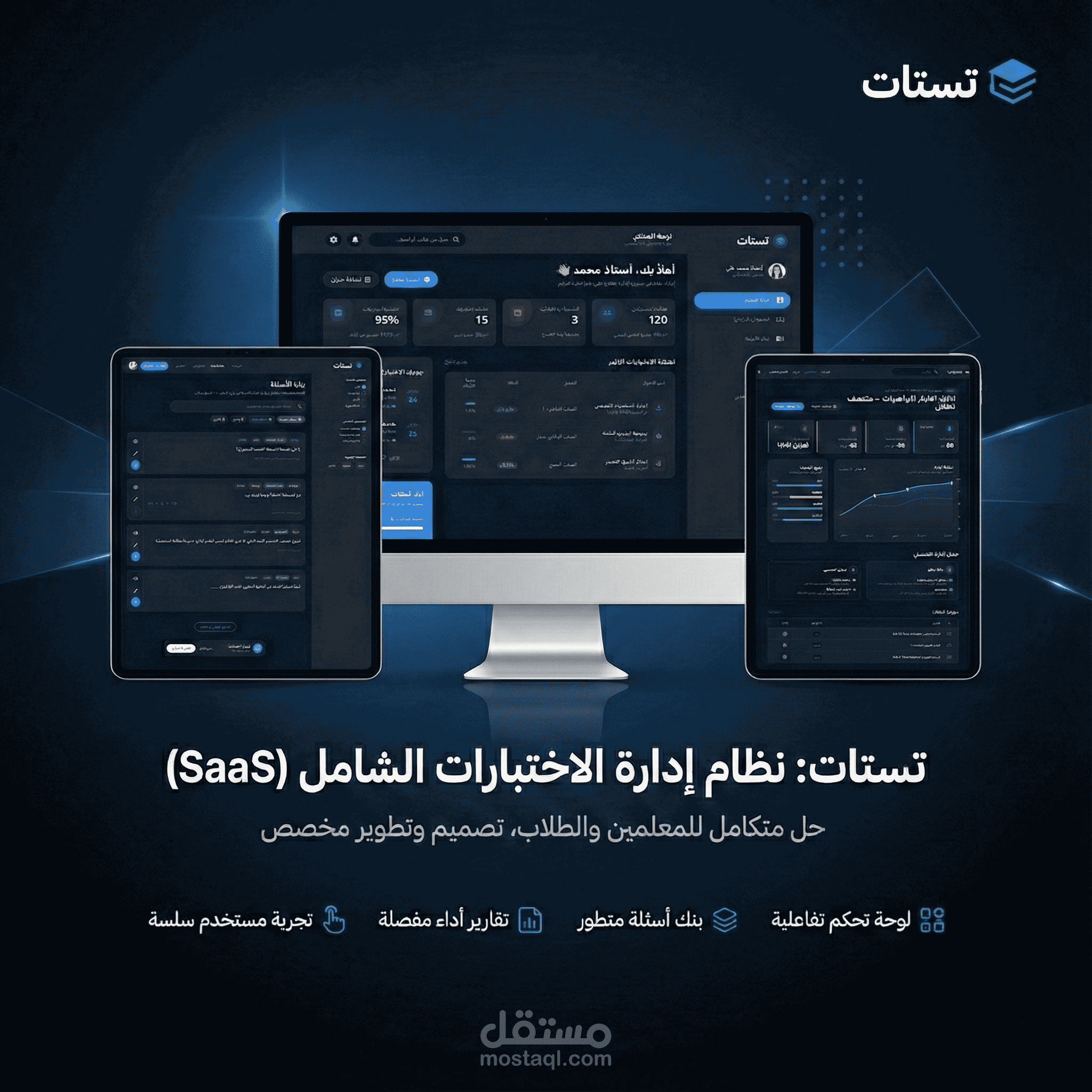 برمجة نظام إدارة اختبارات (SaaS Dashboard) - مع لوحة تحكم متقدمةو أحدث تقنيات الويب.