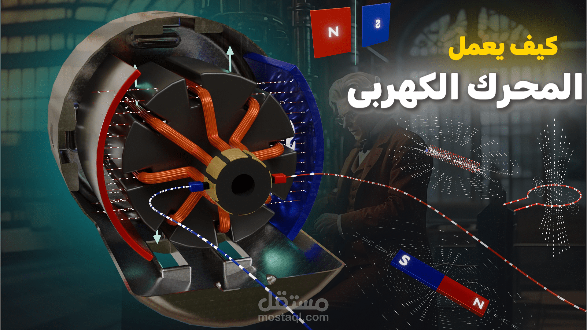 فيديو تعليمى 3d لمحاكاة كيفية عمل المحرك الكهربى