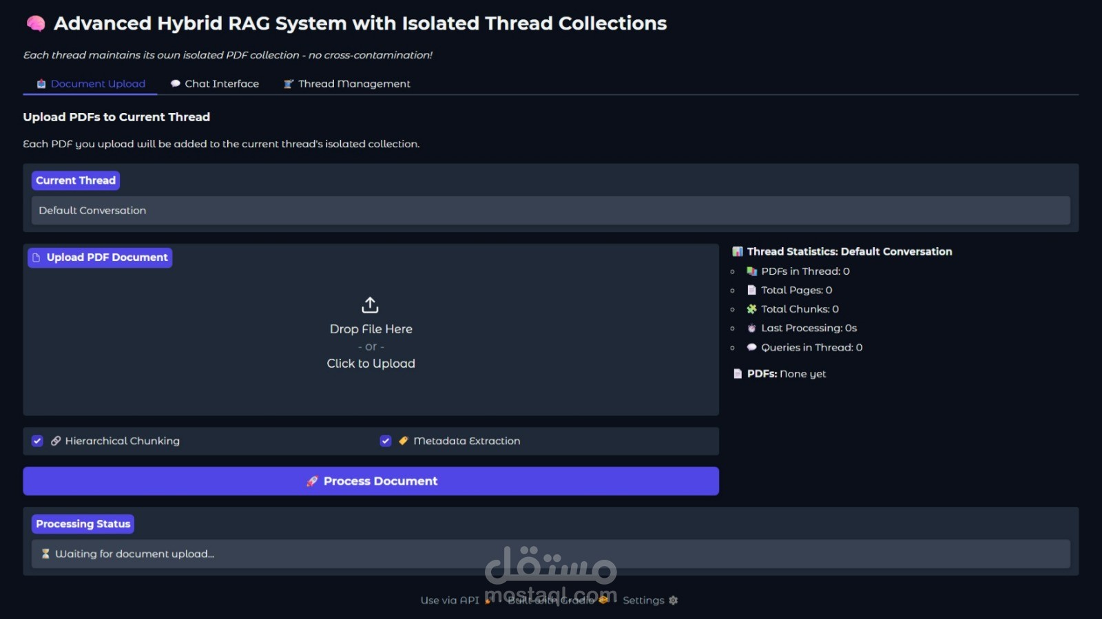 نظام RAG متقدم لتحليل المستندات البحثية