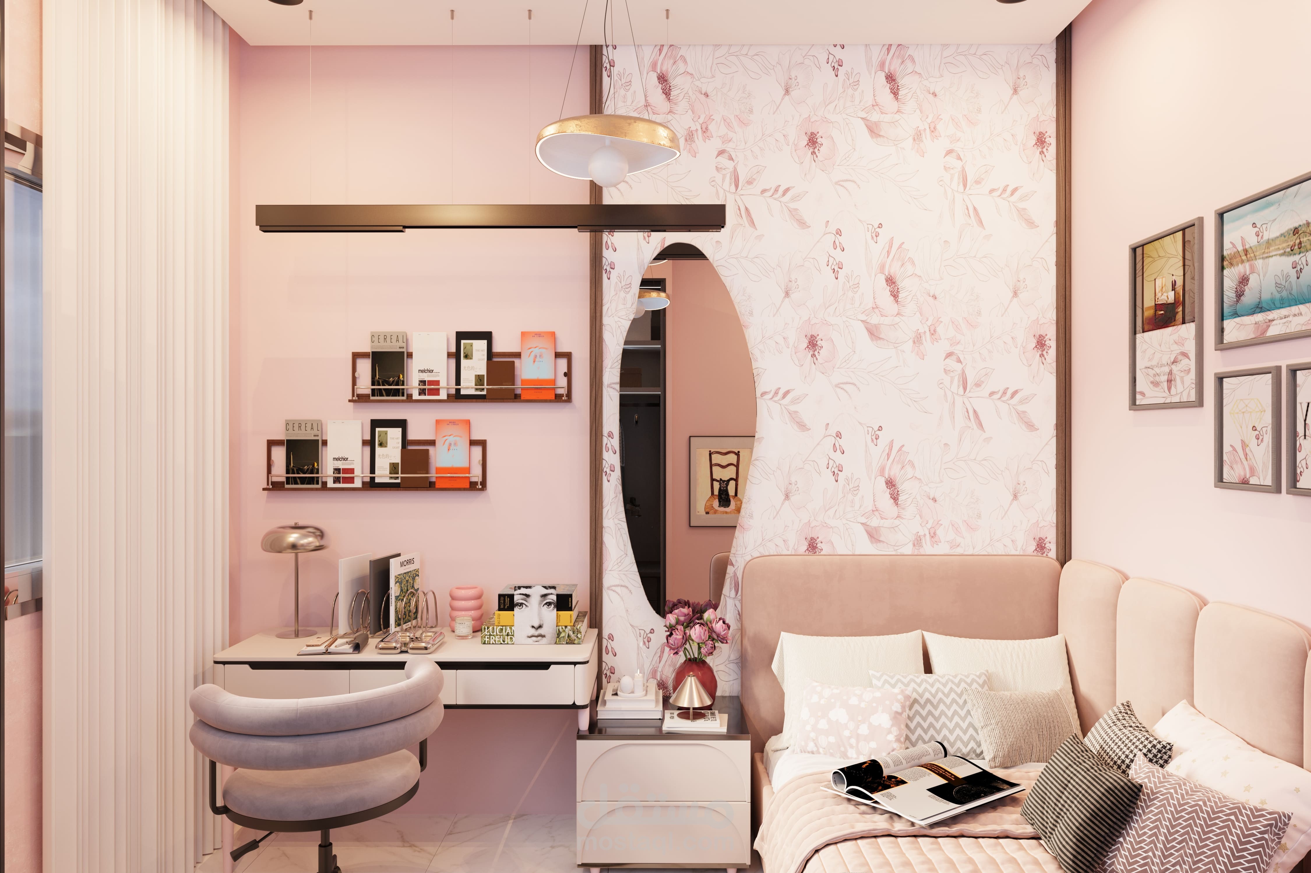 تصميم غرفة نوم مودرن بروح أنثوية عصرية