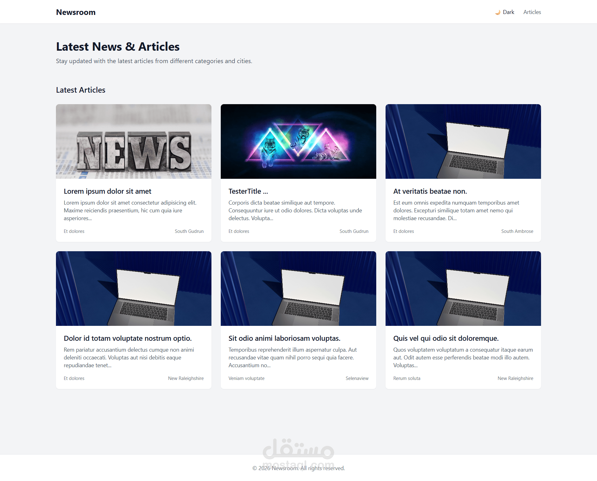 موقع إخباري احترافي (Newsroom CMS) مبني بـ Laravel 12 مع لوحة تحكم و SEO