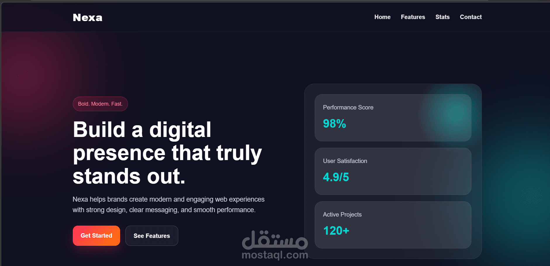 تصميم وتطوير Landing Page عصرية وجريئة لموقع رقمي