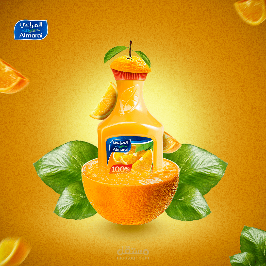 انتعاش البرتقال | تصميم إعلاني لعصير طبيعي