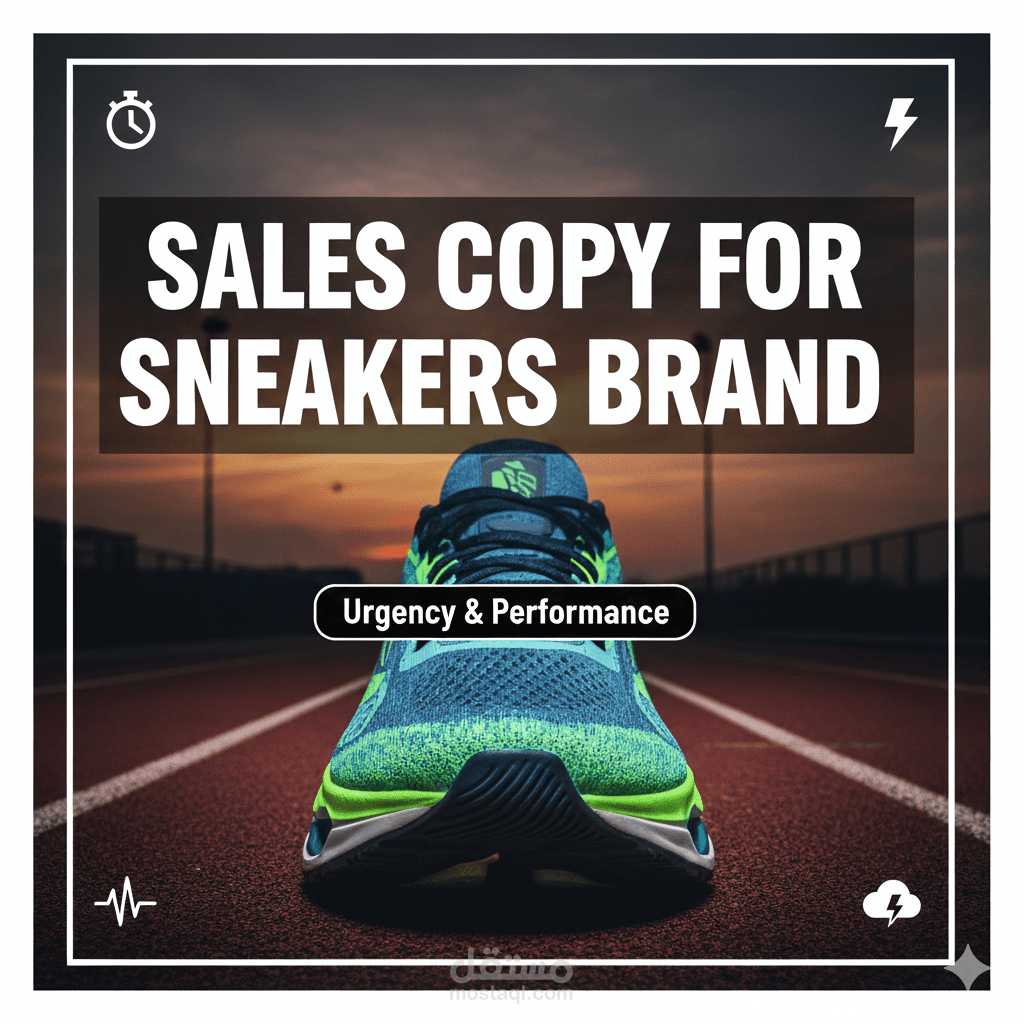 كتابة نص بيعي (Sales Copy) لحذاء رياضي يركز على الاستمرارية وتجاوز التحديات