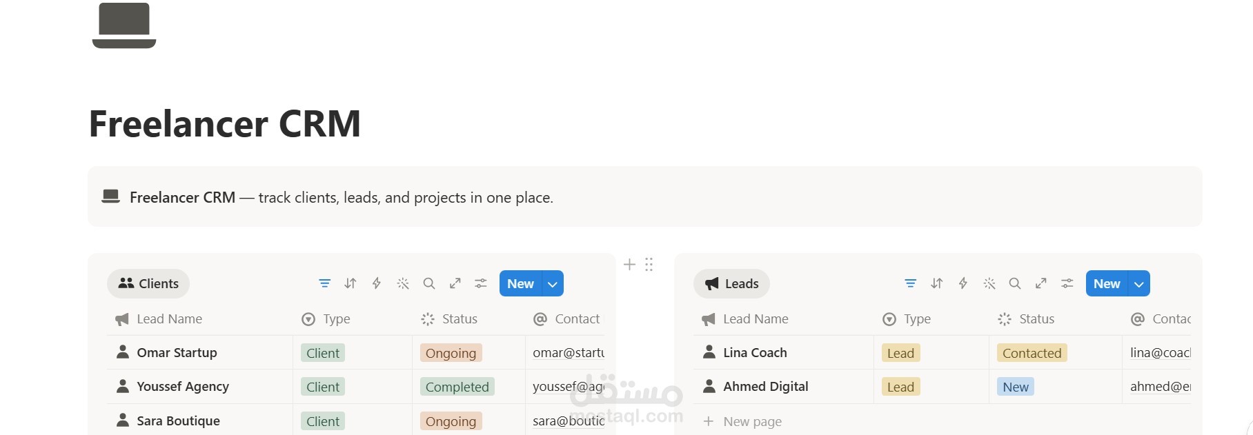 Freelancer CRM