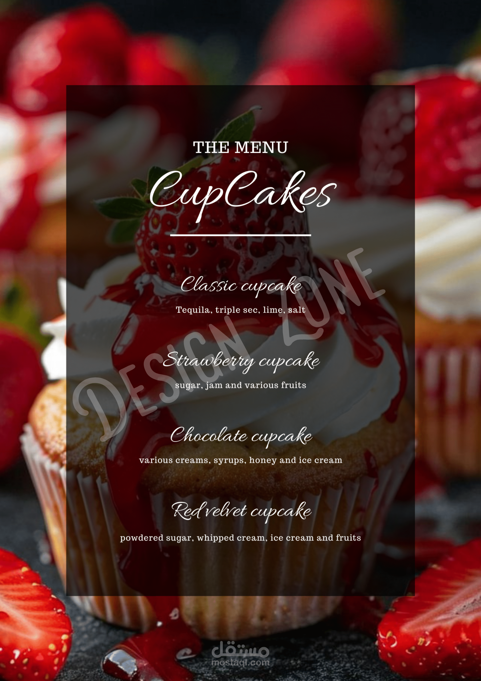 Menu cupcakes