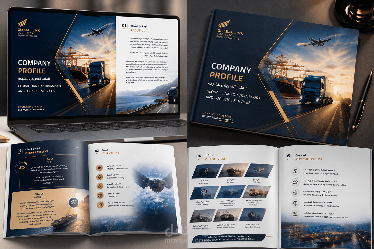 تصميم وكتابة Company Profile احترافي لشركة نقل ولوجستيات