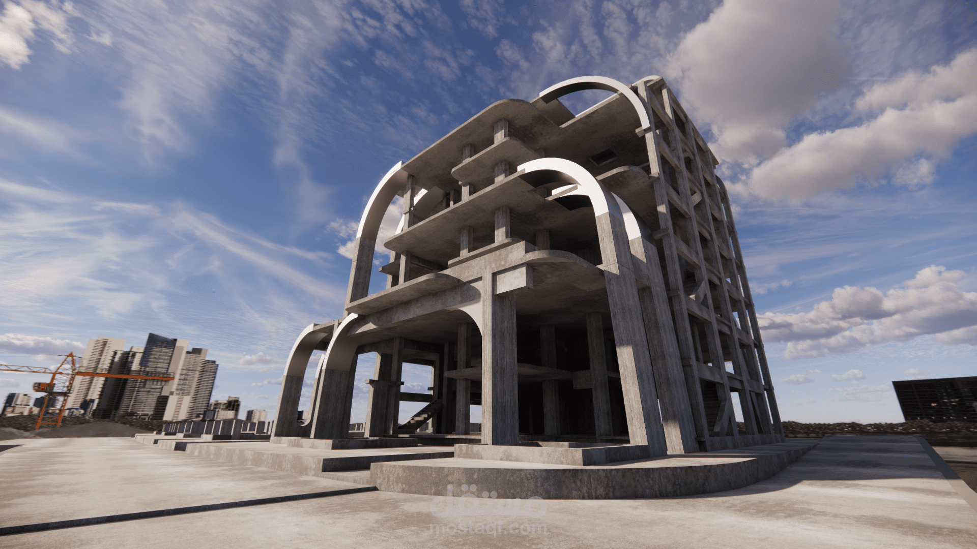 تصميم بلوك خرساني لنموذج انشائي قيد التنفيذ واظهار كافة التفاصيل الانشائية لشركة مقاولات