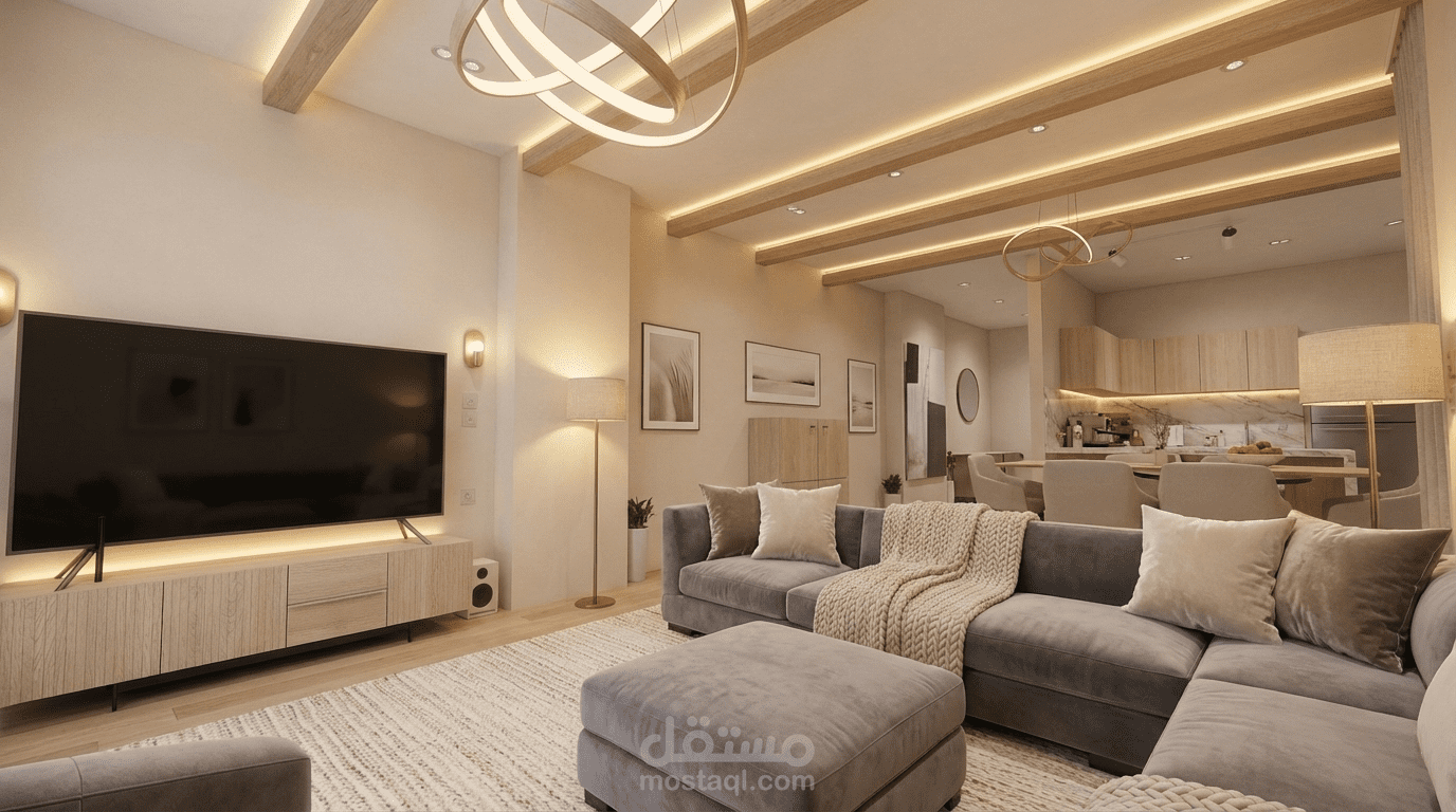 تصميم وتعديل معماري لوحدة سكنية بمساحة 120 متر والاشراف الكامل علي التشطيبات.