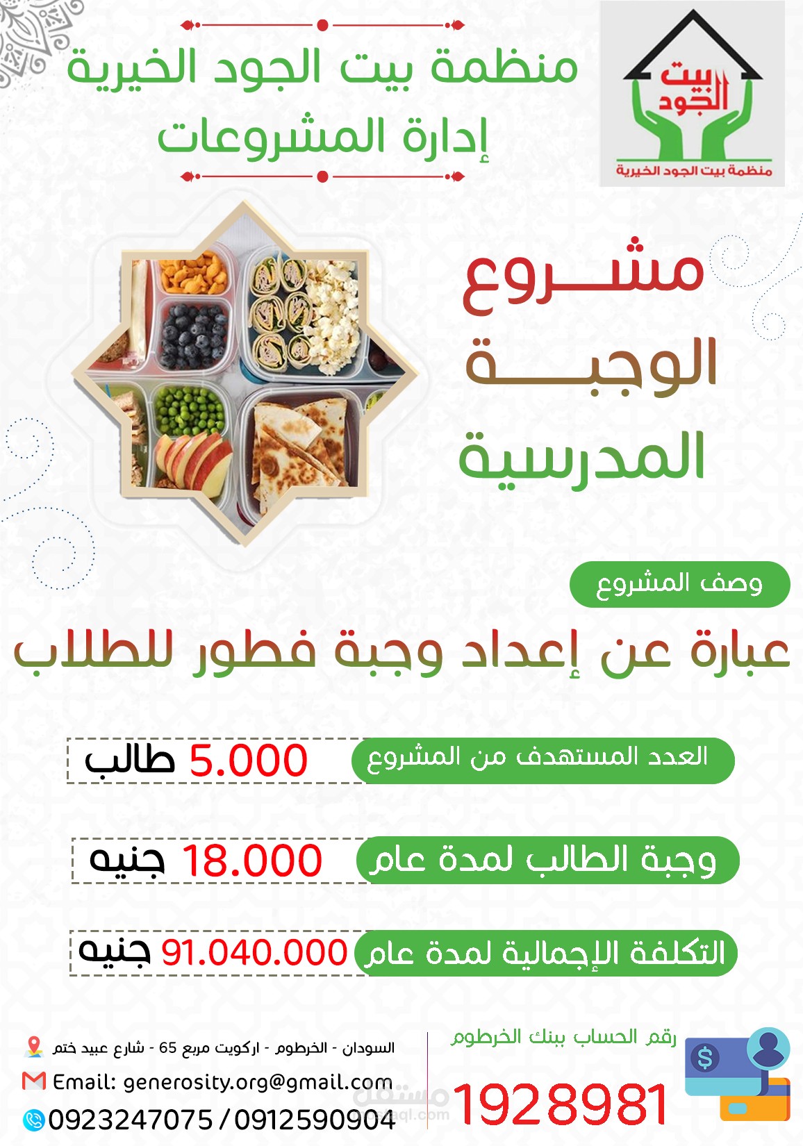 الوجبة المدرسية - منظمة بيت الجود الخيرية
