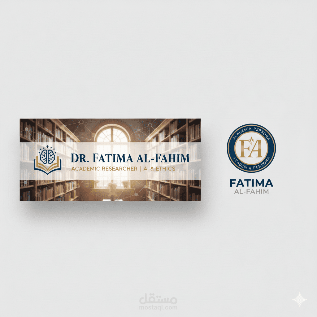 تصميم هوية بصرية متكاملة (شعار وبانر) لموقع شخصي لباحث أكاديمي