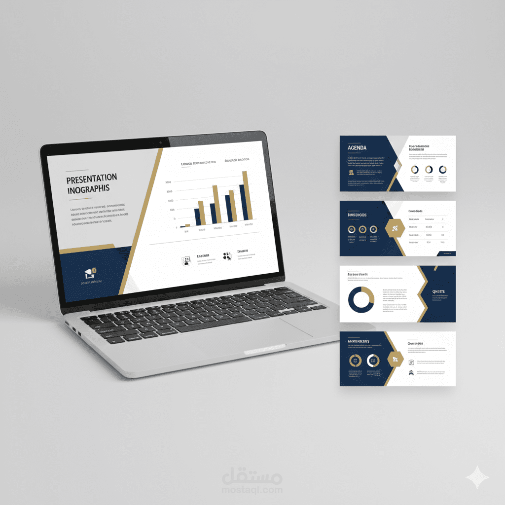 تصميم عرض تقديمي احترافي متكامل لمناقشة رسالة علمية (أو عرض مشروع)