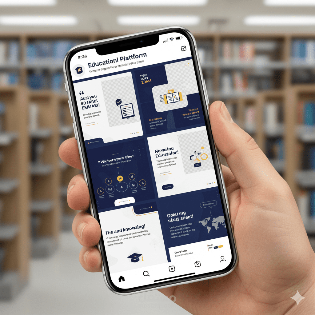 تصميم سلسلة منشورات إبداعية لمنصة تعليمية على إنستغرام وفيسبوك.