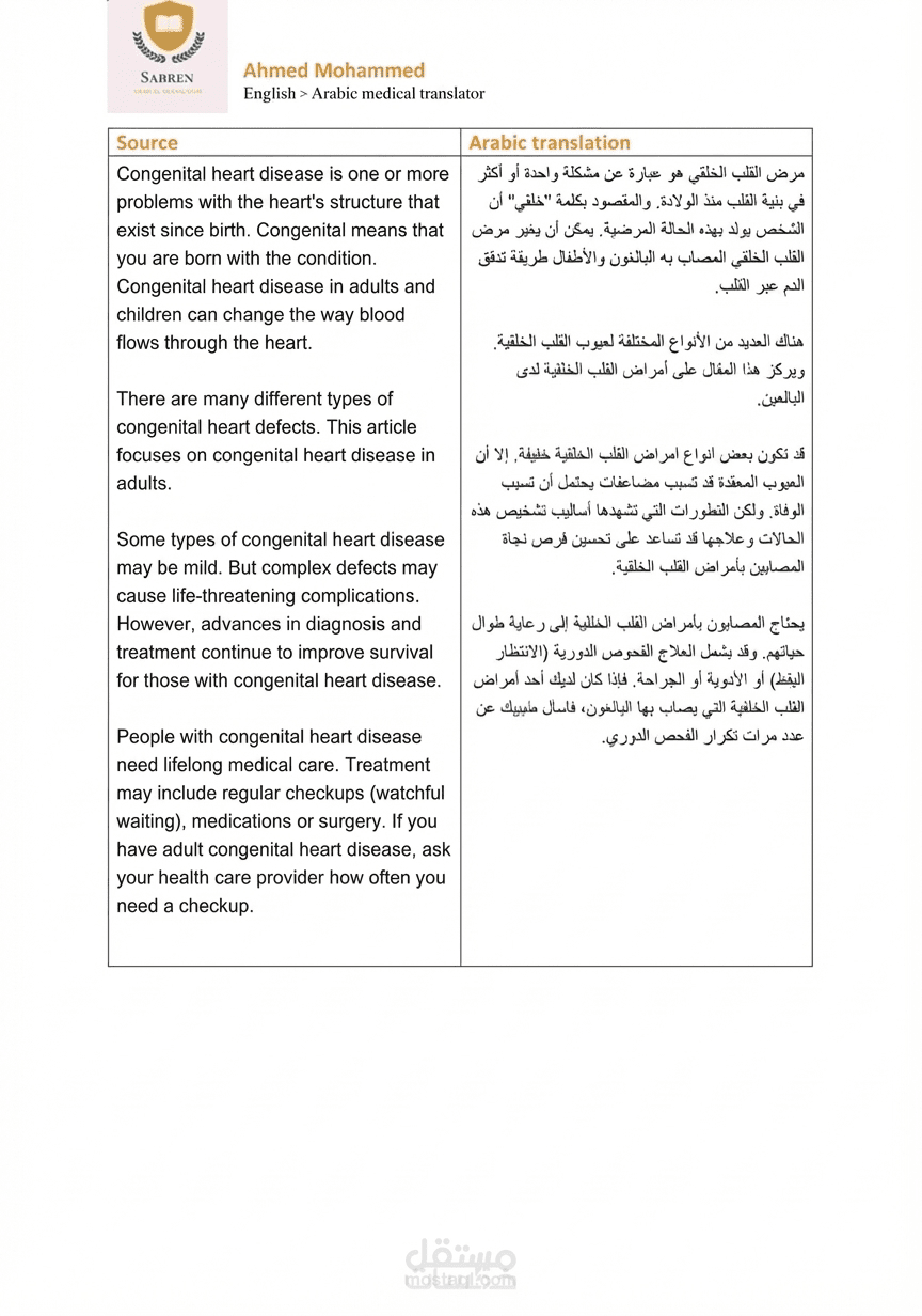 ترجمة مقال طبي من الإنجليزية للعربية (1000 كلمة)