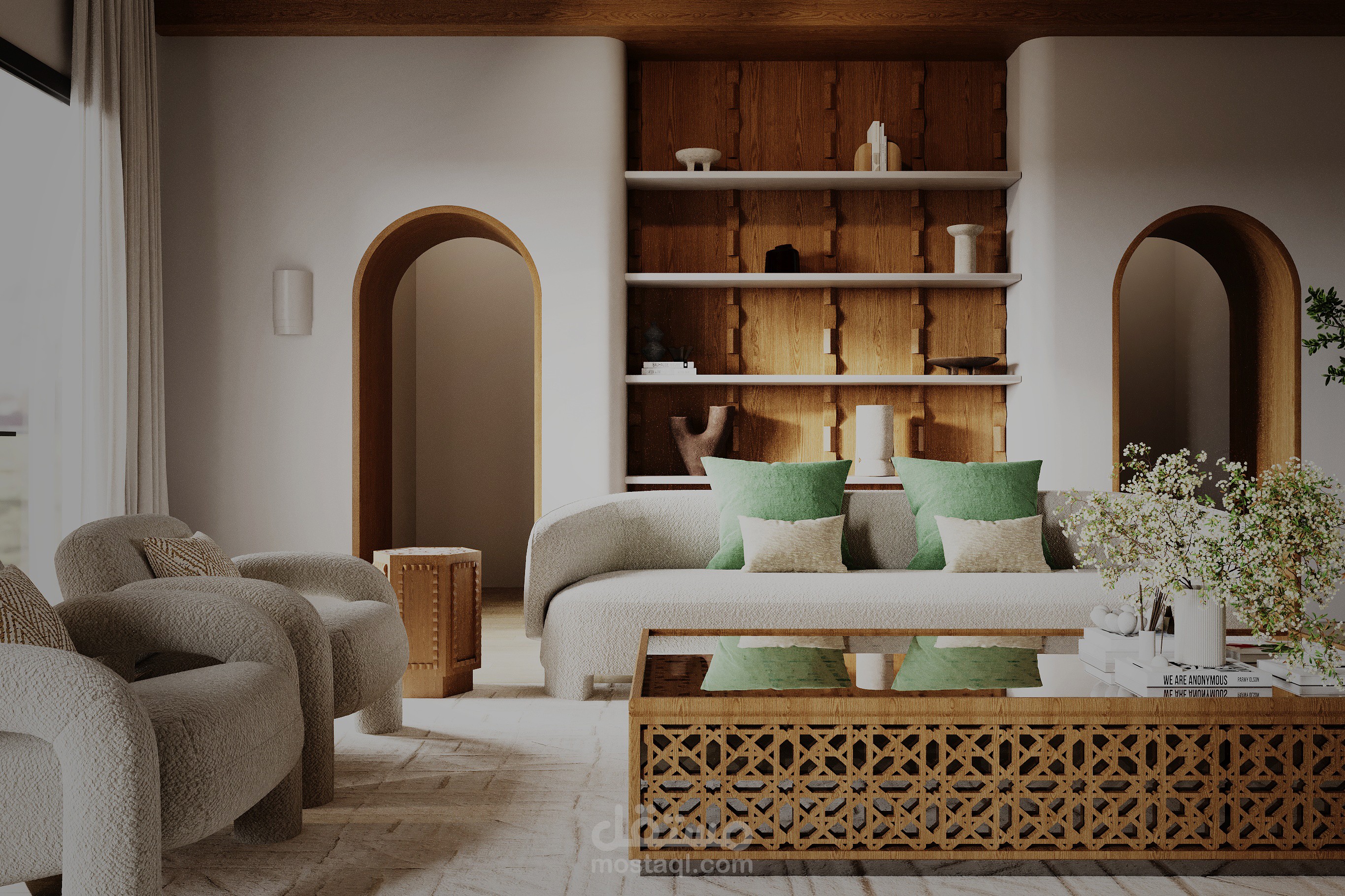 تصميم مساحة معيشة عصرية بهوية هادئة