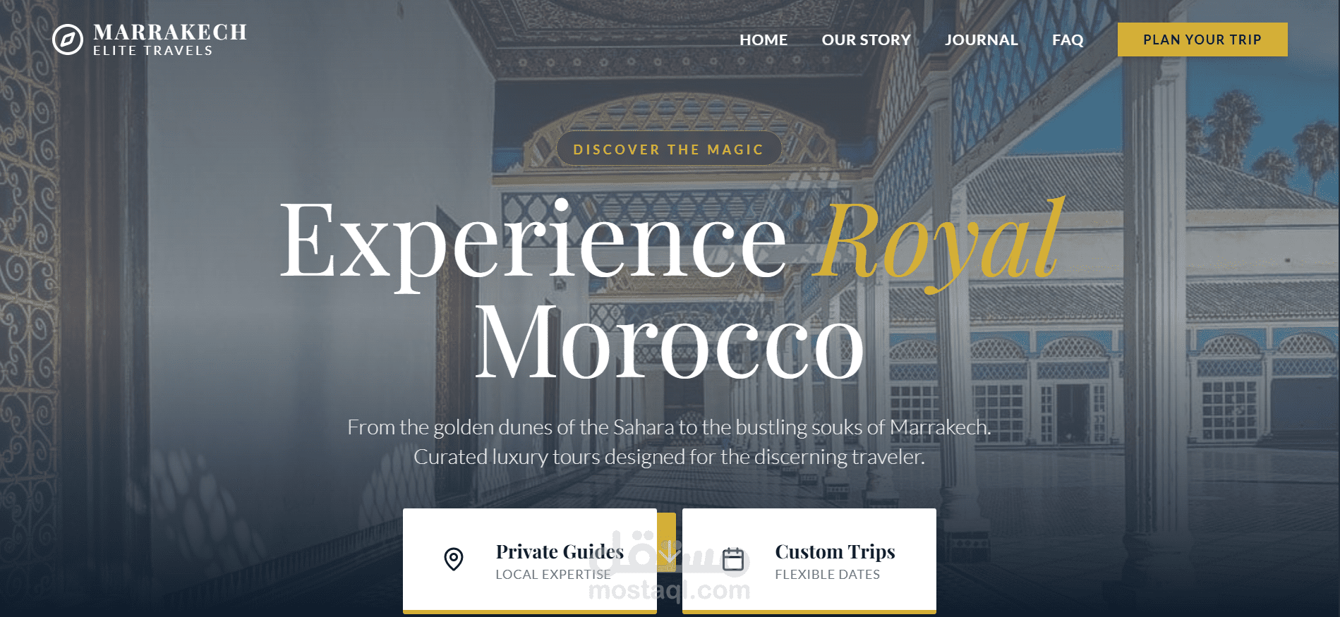 تصميم وتطوير منصة سياحية تفاعلية (Marrakech Elite Travels)